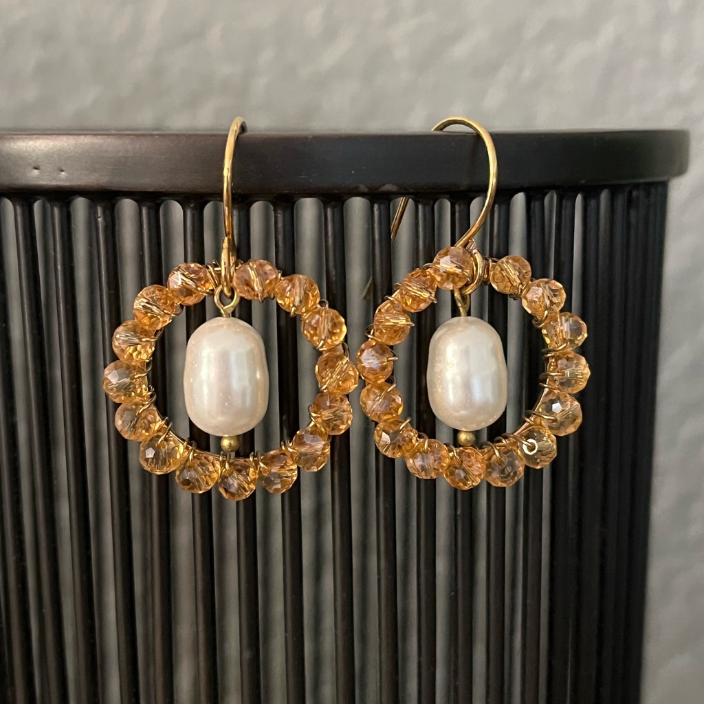 Handmade Amazing Crystal And Pearl Wrapped Earrings!